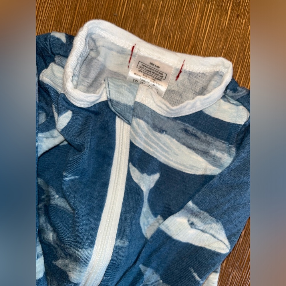 Milkbarn blue whale bamboo zipper pajama - Picture 5 of 5